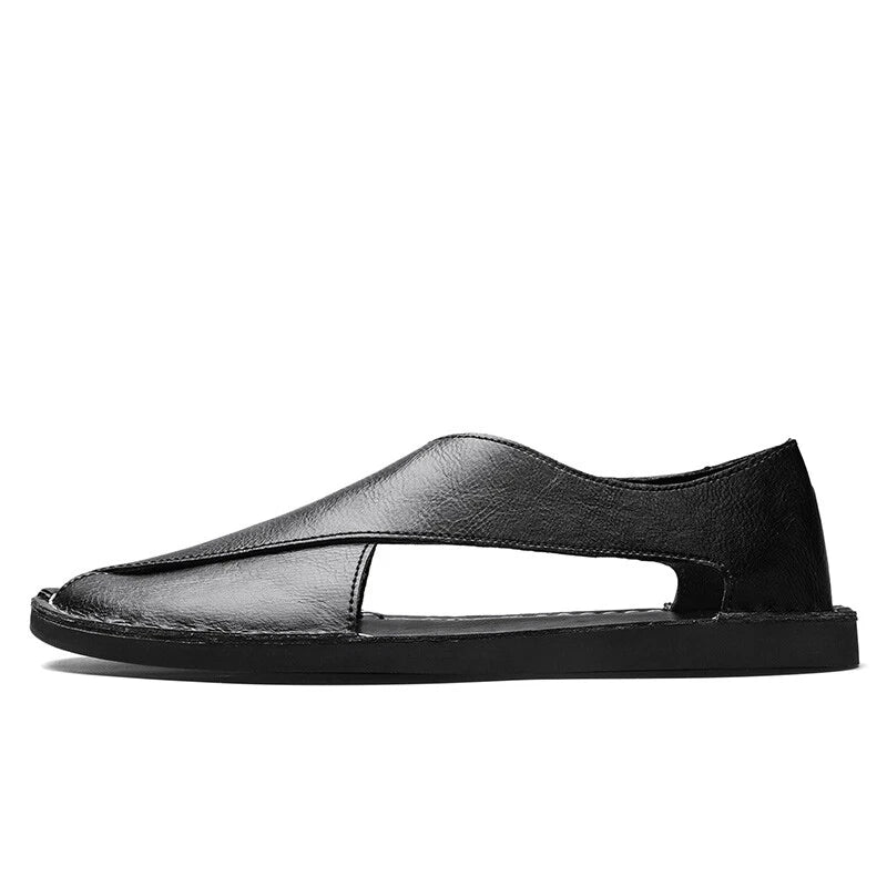 Men’s Leather Sandals Summer Beach Leather Casual Slippers Outdoor Hiking Shoes
