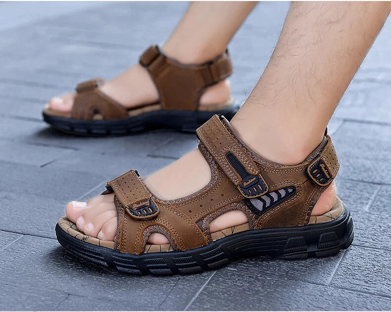 Lightweight Sandals Beach Sandalias Cowhide Summer Shoes Outdoor Casual Slippers