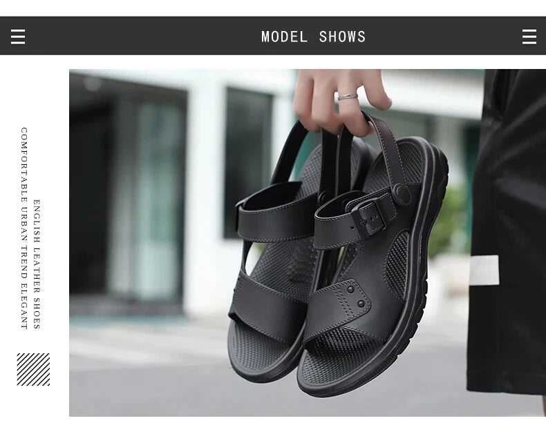 Summer Men's Slippers Sandals Thick-soled Beach Shoes Non-slip Open-toe Sandals