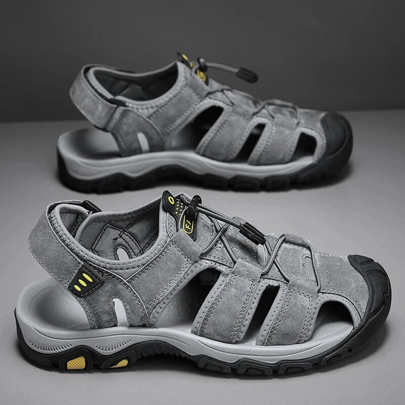Men Handmade Sandals Summer Leather Soft Slippers Light Breathable Beach Shoes