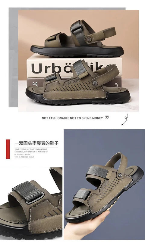 Summer Outdoor Beach Sandals Non-slip Comfort Slippers Leather Casual Shoes