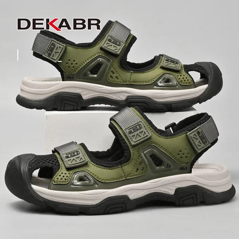Male Leather Casual Sandals Summer Breathable Slippers Comfortable Beach Shoes