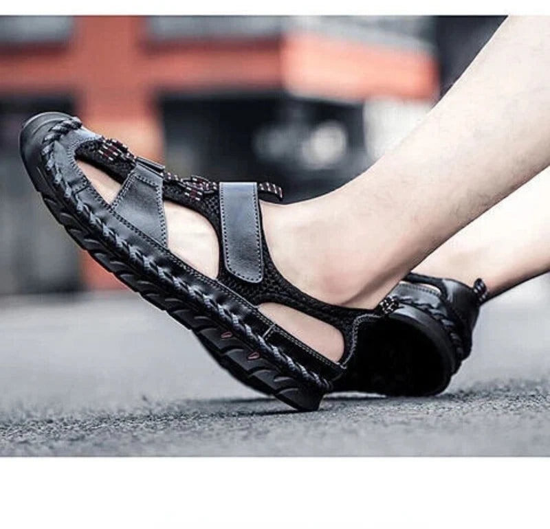 Summer Leather Male Beach Shoes Casual Sandals Wading Non-slip Comfort Slippers