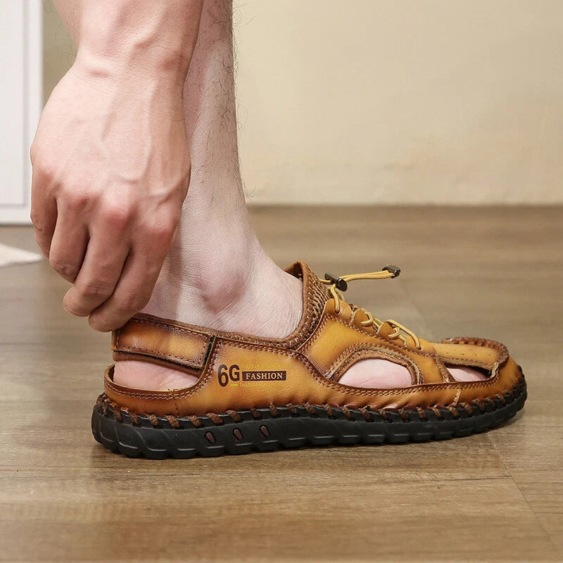 Genuine Leather Men Handmade Casual Sandals Fashion Beach Roman Slippers Sneaker