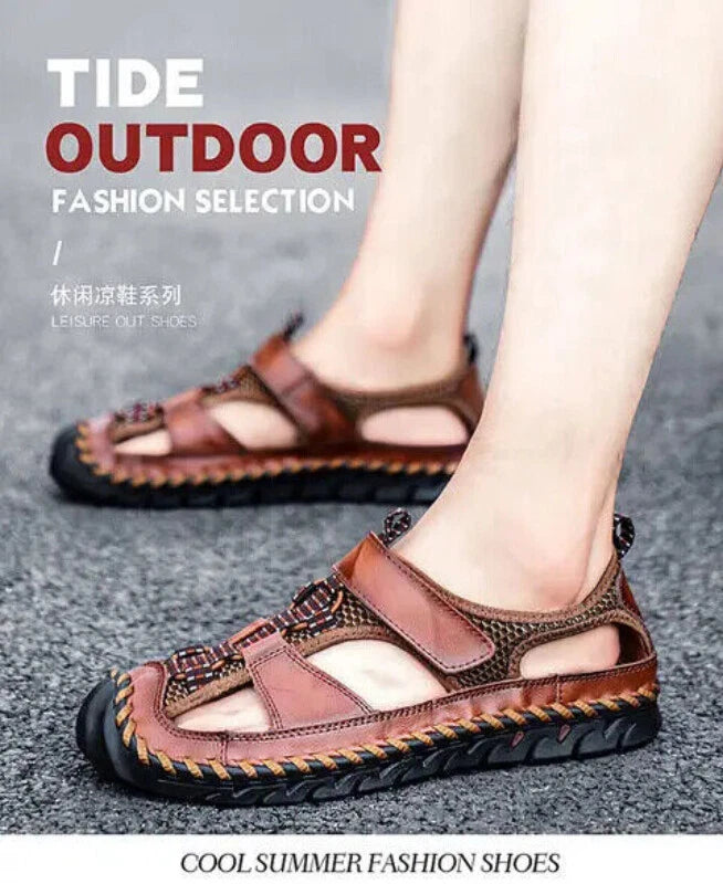 Handmade Men Slippers Cow Leather Soft Beach Sandals Light Comfort Walking Shoes