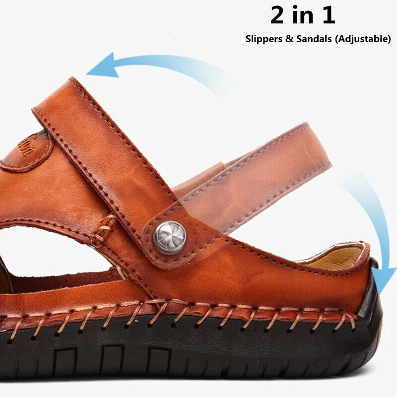 Leather Sandals Sports Beach Home Slippers Shoes Soft Men Genuine Summer Casual