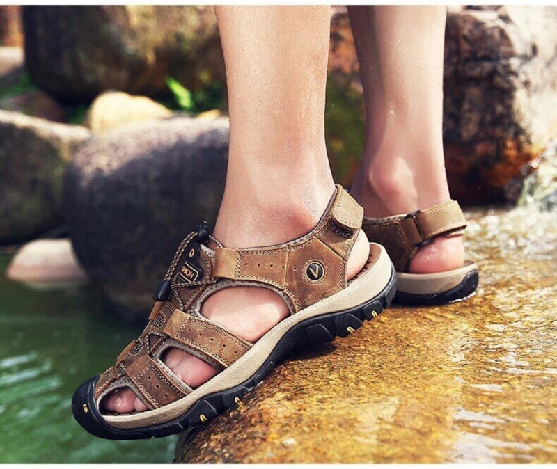Genuine Leather Men's Roman Shoes Summer Fashion Non-slip Sandals Beach Slippers