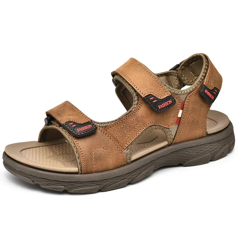 Classic Men's Sandals Leather Beach Casual Shoes Wading Outdoor Flat Slippers