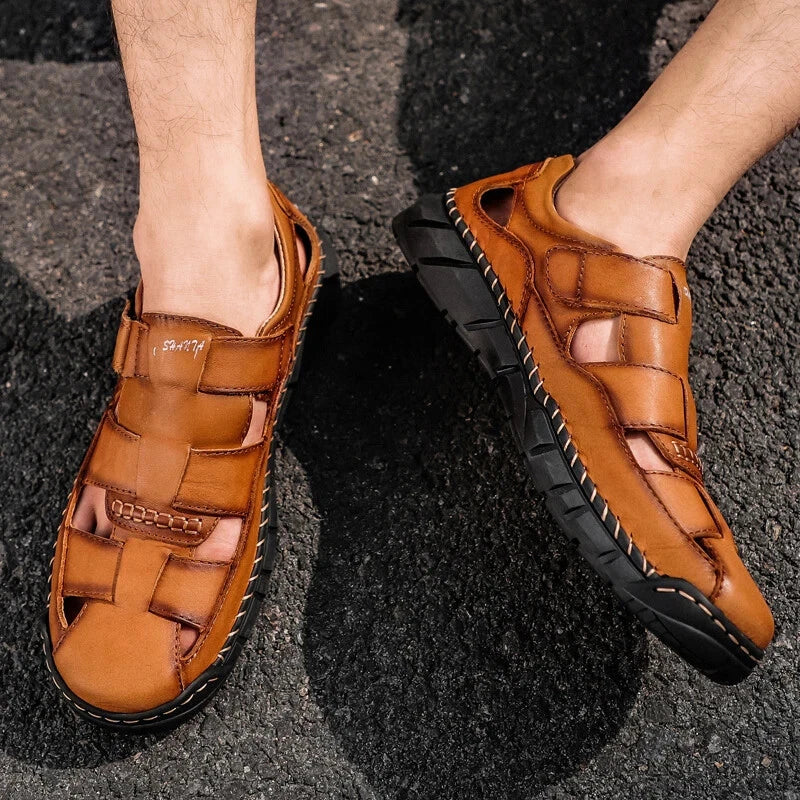 Genuine Leather Sandals Breathable Beach Slippers Comfortable Casual Sneakers