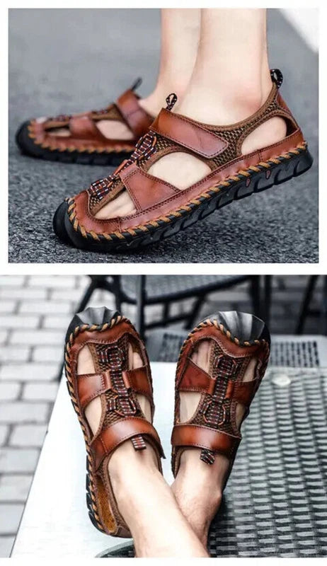 Summer Leather Male Beach Shoes Casual Sandals Wading Non-slip Comfort Slippers
