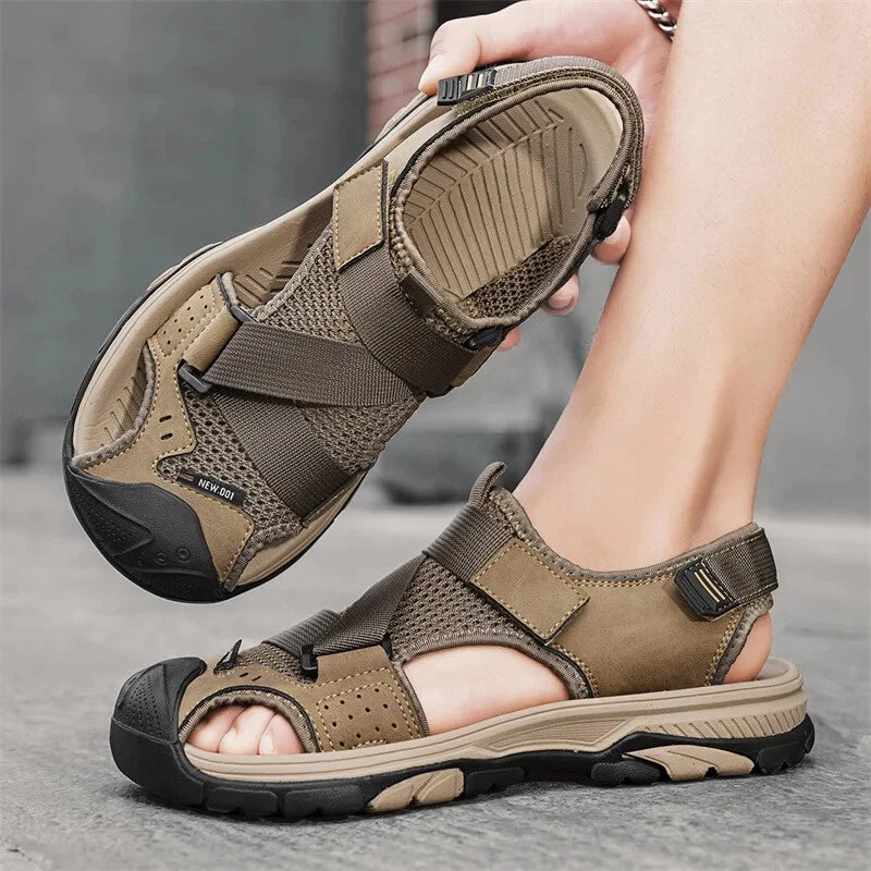 Men Light Casual Sneakers Mesh Breathable Beach Sandals Handmade Roman Slippers