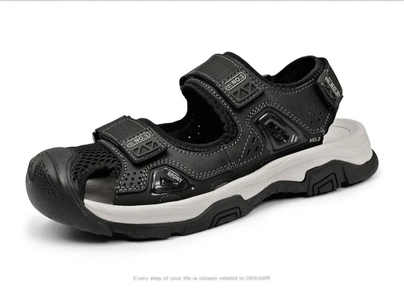 Male Leather Casual Sandals Summer Breathable Slippers Comfortable Beach Shoes