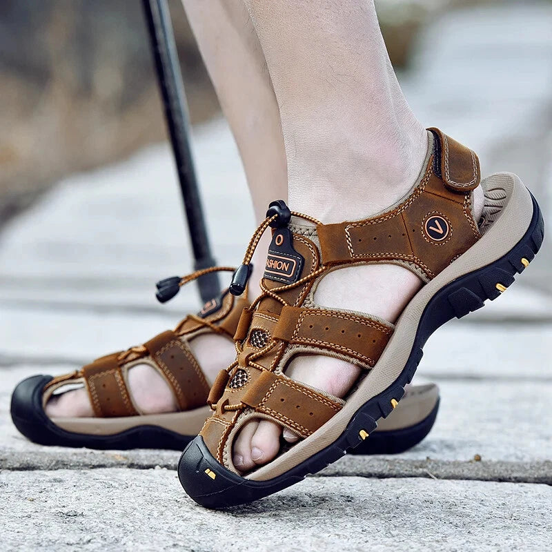 Leather Mens Shoes Summer Outdoor Beach Sandals Lightweight Comfortable Slippers