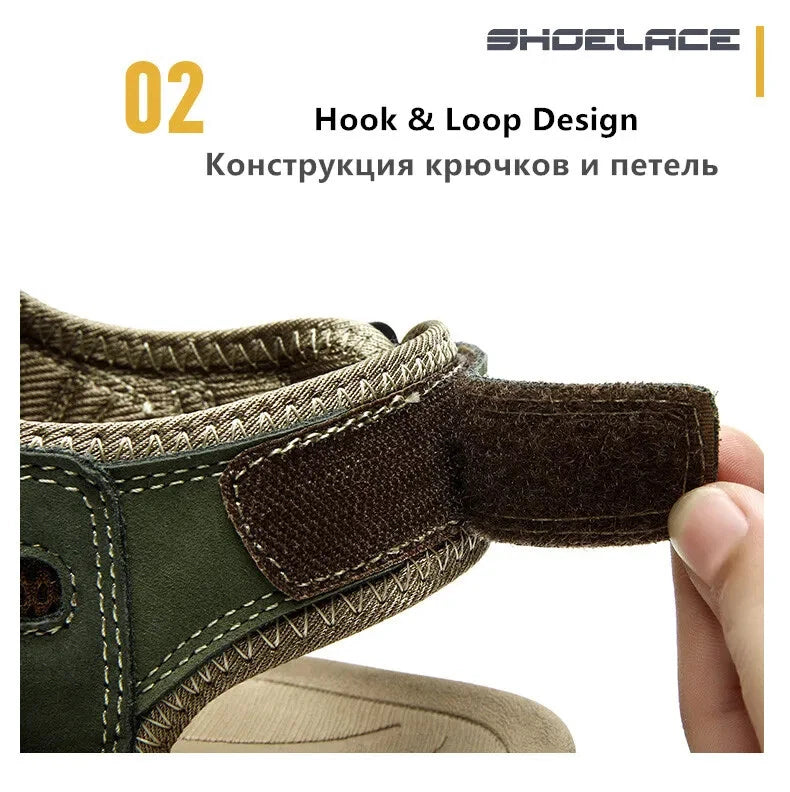 Men's Sandals Soft Leather Sandals Beach Shoes Outdoor Summer Comfort Slippers