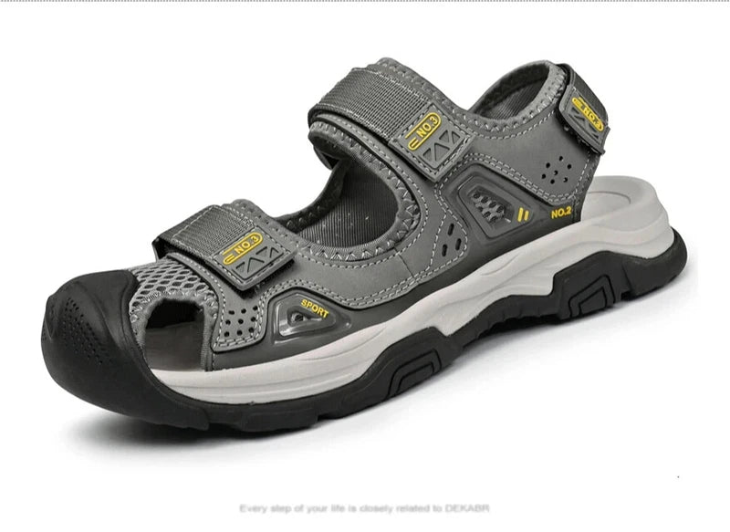 Male Leather Casual Sandals Summer Breathable Slippers Comfortable Beach Shoes
