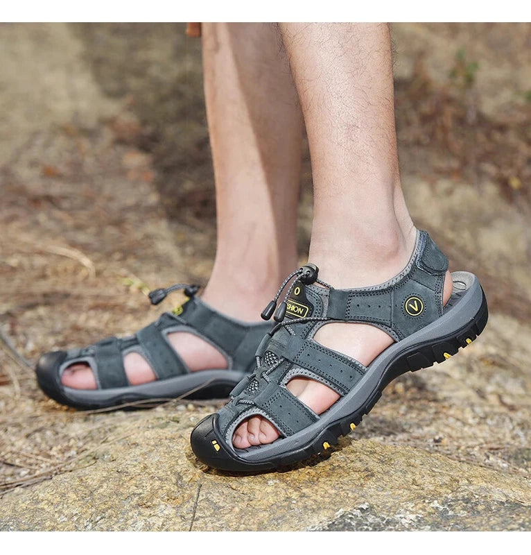 Leather Mens Shoes Summer Outdoor Beach Sandals Lightweight Comfortable Slippers
