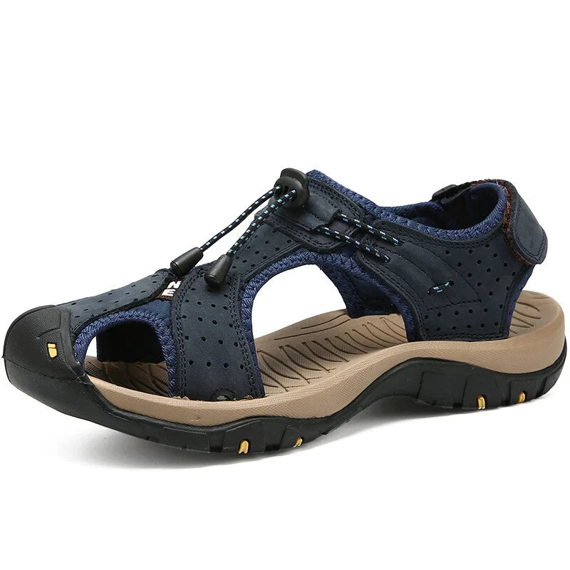 Breathable Men's Sandals Leather Non Slip Beach Slippers Comfort Casual Shoes