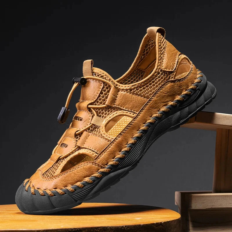 Handmade Men Sandal Mesh Breathable Anti Slip Beach Shoes Comfort Soft Slippers