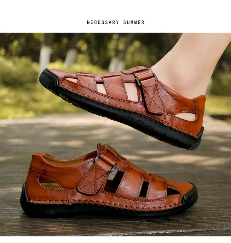 Summer Fashion Men's Outdoor Sandals Casual Beach Shoes Roman Leather Slippers