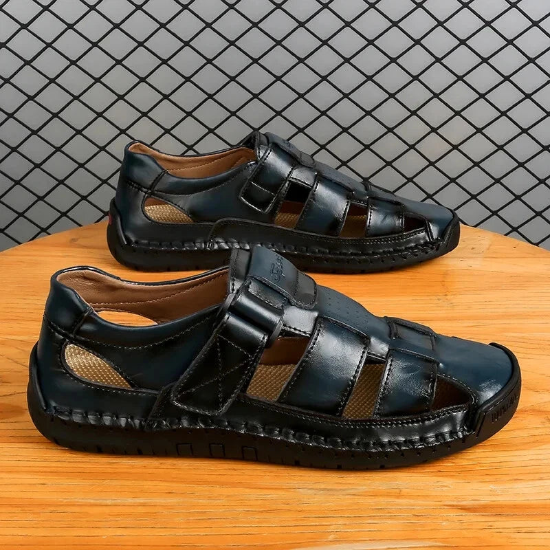 Summer Fashion Men's Outdoor Sandals Casual Beach Shoes Roman Leather Slippers