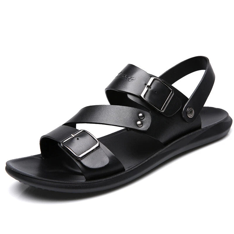 Men Faux Leather Sandals Summer Slippers Casual Beach Shoes Sports Soft Home