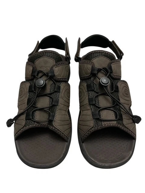 Nunn Bush Huck Bungee Sandals Men size 12 Brown Adjustable Open Toe Comfort Shoe