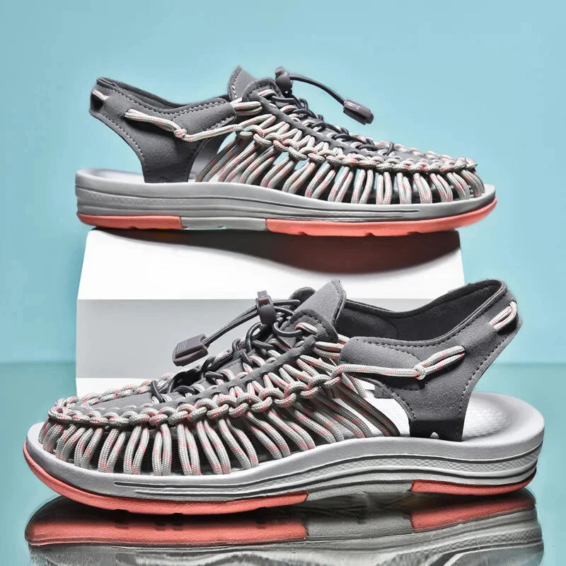 Summer Men's Slippers Weaving Beach Sandal Breathable Casual Flat Outdoor Sandal