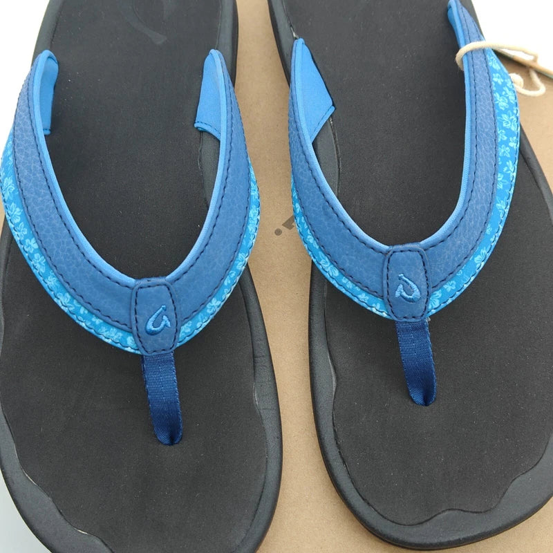 OluKai Women's Ohana Koa 20368 Navy/Black Flip Flop Beach Sandals SZ 6/7/8/9/10