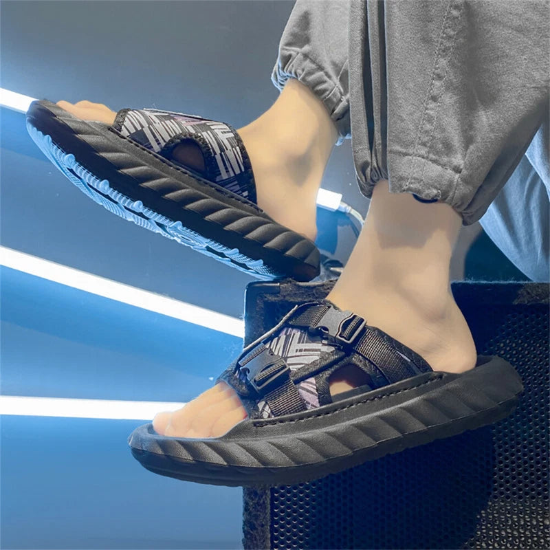 Men's Open Toed Beach Shoes Lightweight Slip on Slippers