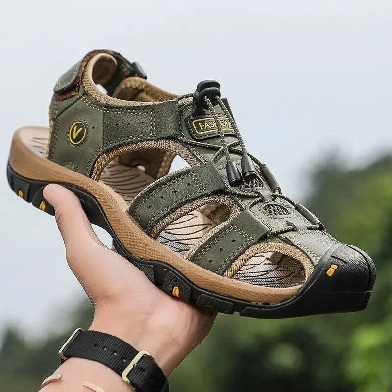 Genuine Leather Men's Roman Shoes Summer Fashion Non-slip Sandals Beach Slippers
