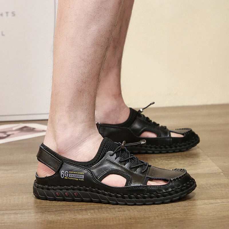 Genuine Leather Men Handmade Casual Sandals Fashion Beach Roman Slippers Sneaker