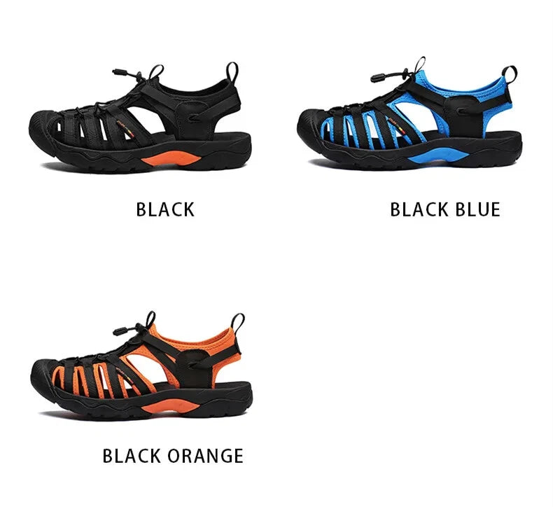 Summer Leather Men Sandals Breathable Casual Slippers Soft Sole Beach Sneakers