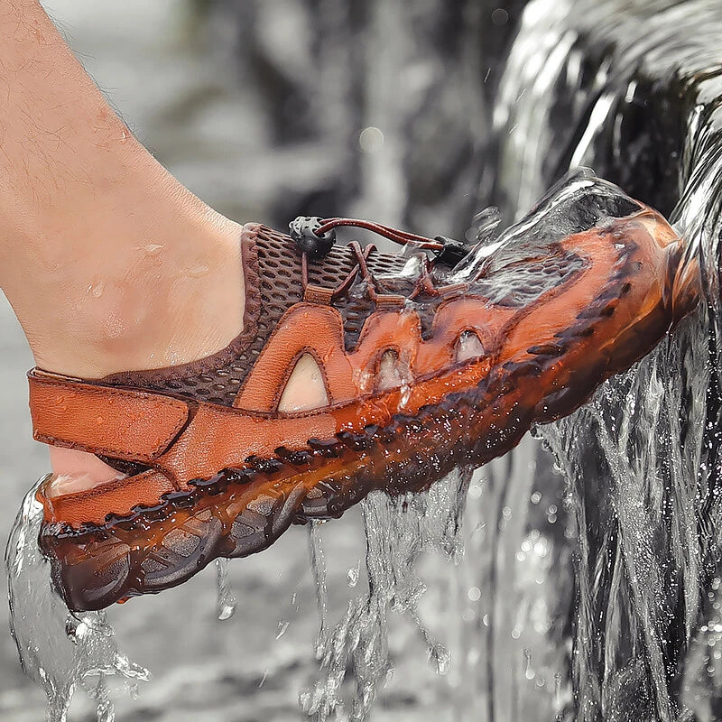 Men Leather Sandals Handmade Casual Shoes Slippers Outdoor Walking Beach Sandals