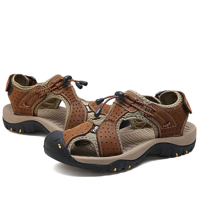 Summer Men's Sandals Fashion Genuine Leather Outdoor Casual Beach Roman Slippers