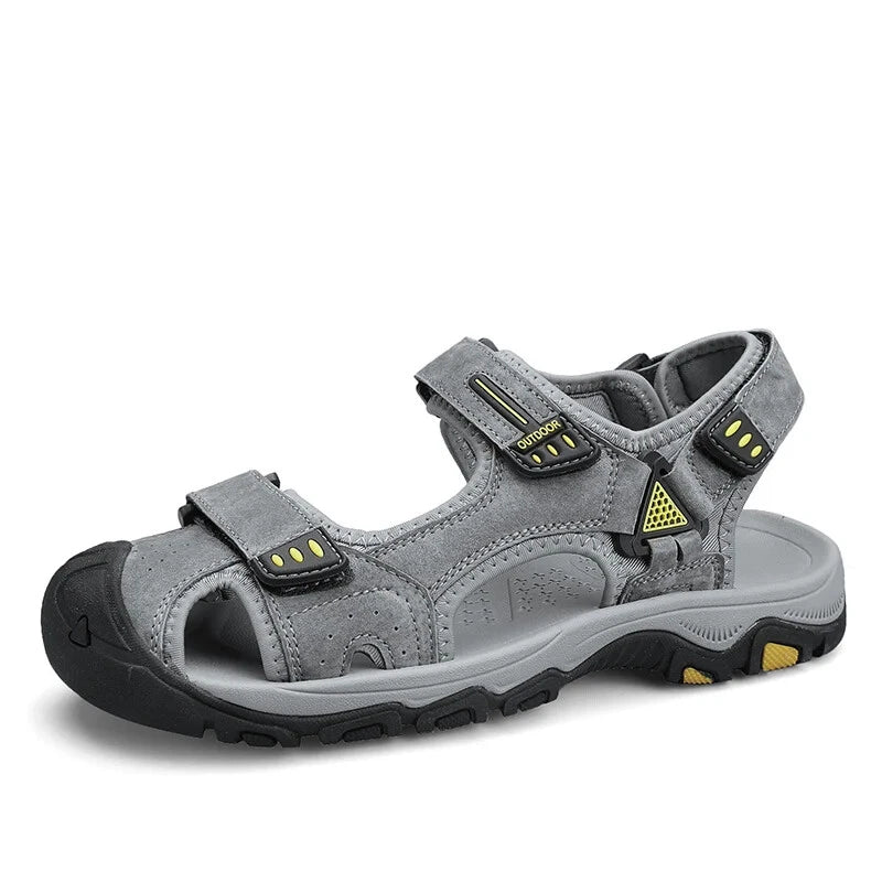 Men Handmade Sandals Summer Leather Soft Slippers Light Breathable Beach Shoes