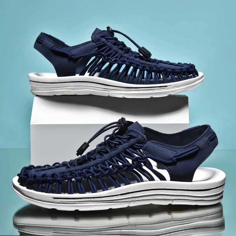 Summer Men's Slippers Weaving Beach Sandal Breathable Casual Flat Outdoor Sandal