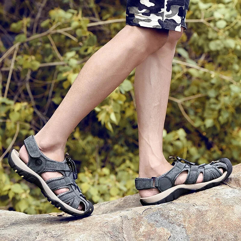 Men Waterproof Leather Sandals Breathable Causal Sneakers Light Beach Slippers