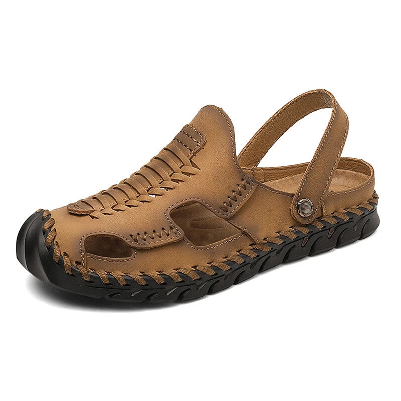 Summer Men Sandals Genuine Leather Handmade Slippers Outdoor Beach Roman Sandals