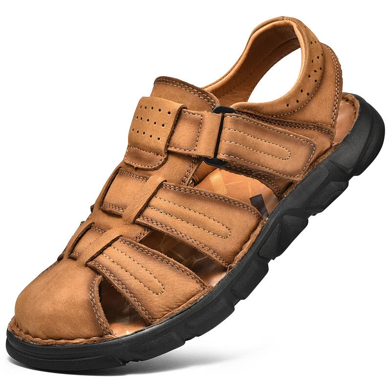 Genuine Leather Men Roman Sandal Handmade Slippers Outdoor Walking Beach Sneaker