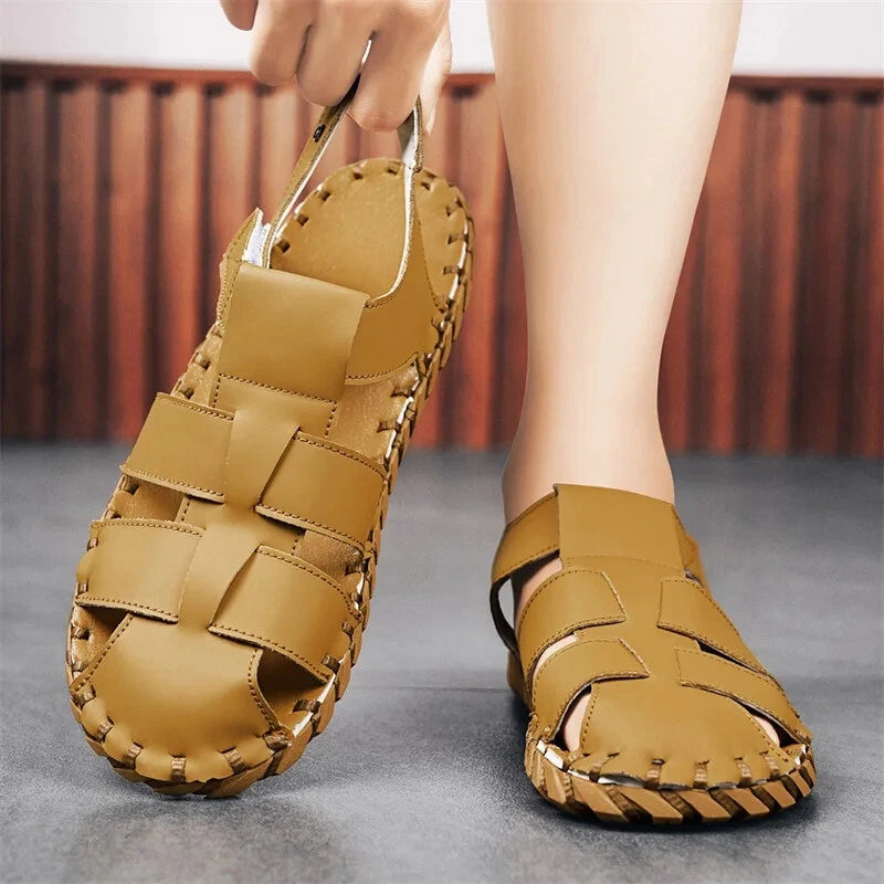 Summer Men's Sandals Handmade Sewing Breathable Beach Slippers Casual Sneakers