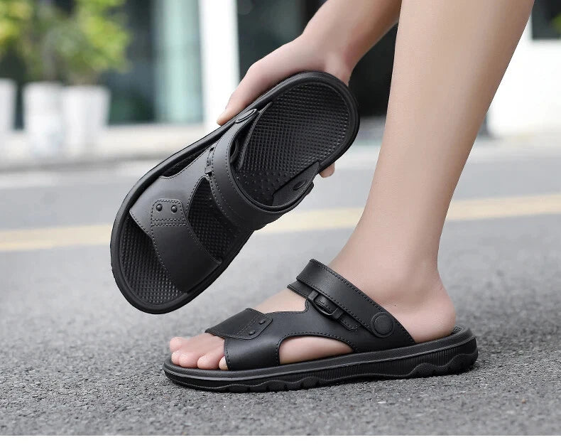 Summer Men's Slippers Sandals Thick-soled Beach Shoes Non-slip Open-toe Sandals