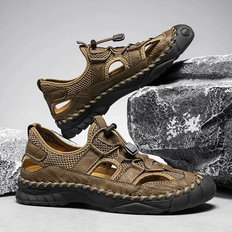 Handmade Men Sandal Mesh Breathable Anti Slip Beach Shoes Comfort Soft Slippers