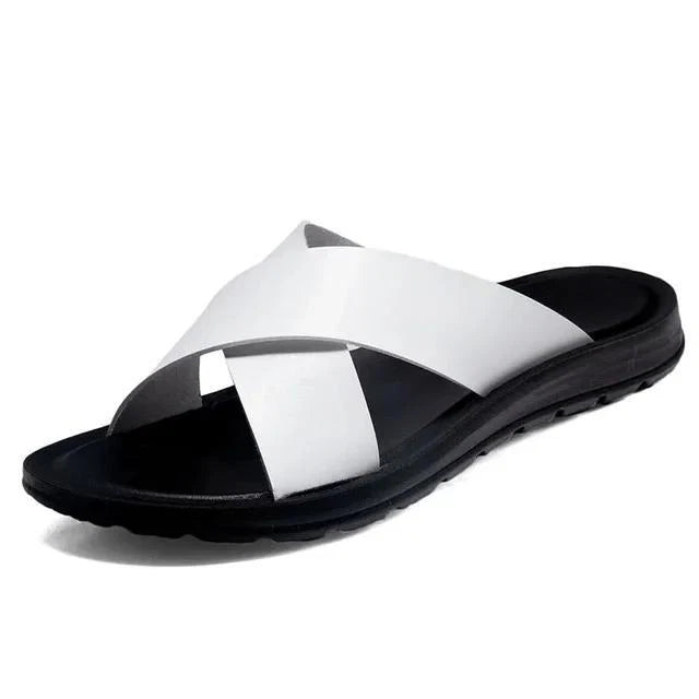 Men Shoes Italian Leather Slippers Men Beach Summer Shoes High Quality Big Size