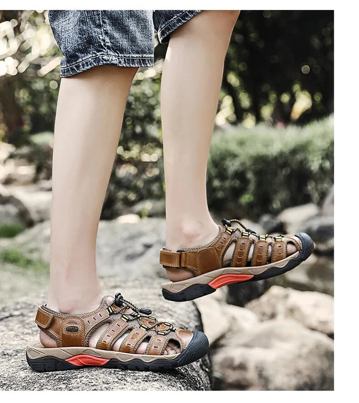 Men's Sandals Soft Leather Sandals Beach Shoes Outdoor Summer Comfort Slippers