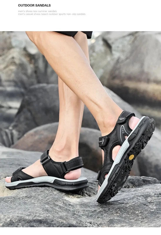 Men‘s Casual Sandals Comfortable Soft Beach Slippers Breathable Flat Sneakers