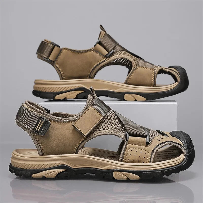 Men Light Casual Sneakers Mesh Breathable Beach Sandals Handmade Roman Slippers