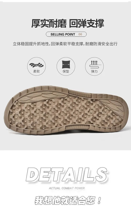Summer Men's Leather Outdoor Beach Sandals Breathable Shoes Handmade Slippers