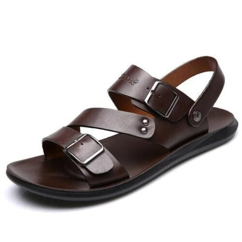 Men Faux Leather Sandals Summer Slippers Casual Beach Shoes Sports Soft Home