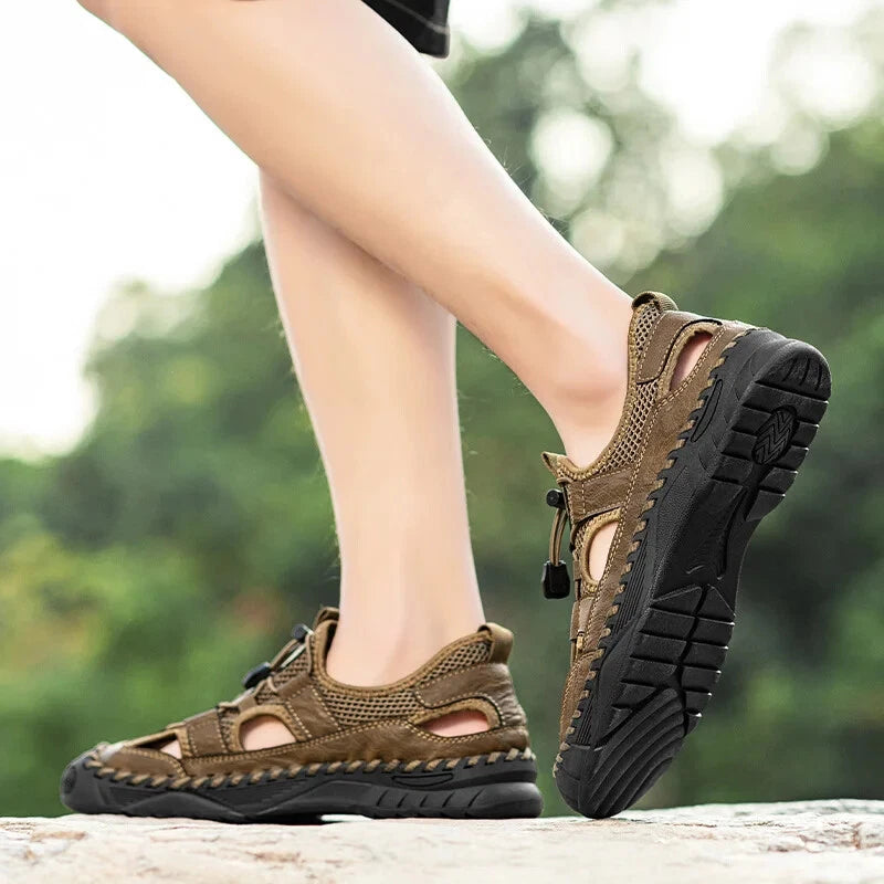 Handmade Men Sandal Mesh Breathable Anti Slip Beach Shoes Comfort Soft Slippers