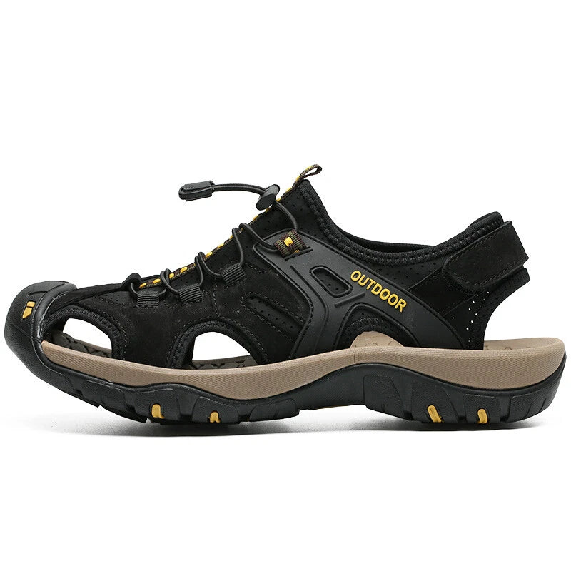 Genuine Leather Men's Casual Sandals Roman Shoes Outdoor Walking Beach Slippers
